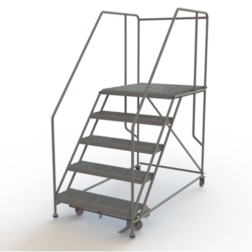 Mobile Work Platform, Steel, 5 Steps, 50" H, 36" D, 36" Step, Serrated Action Paper