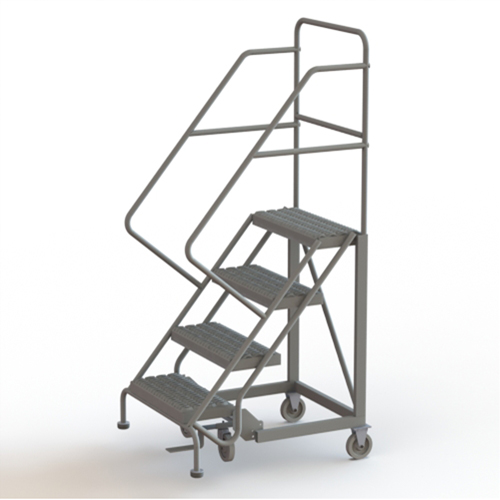 Safety Slope Rolling Ladder, 4 Steps, Serrated, 50° Incline, 40" High Action Paper