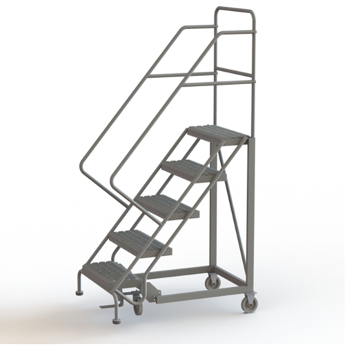 Safety Slope Rolling Ladder, 5 Steps, Serrated, 50° Incline, 50" High Action Paper