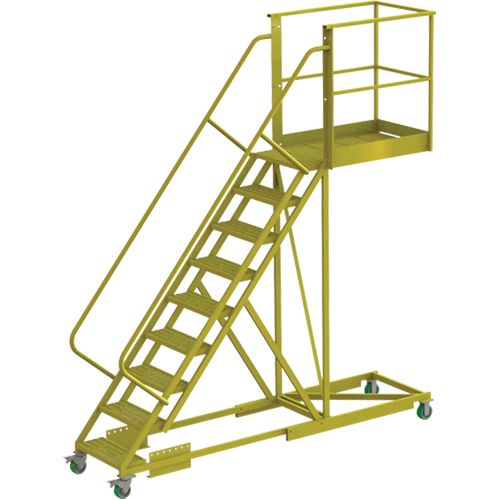 Cantilever Rolling Ladder, Supported, 9 Steps, 40" Platform Depth, 90" Platform Height Action Paper