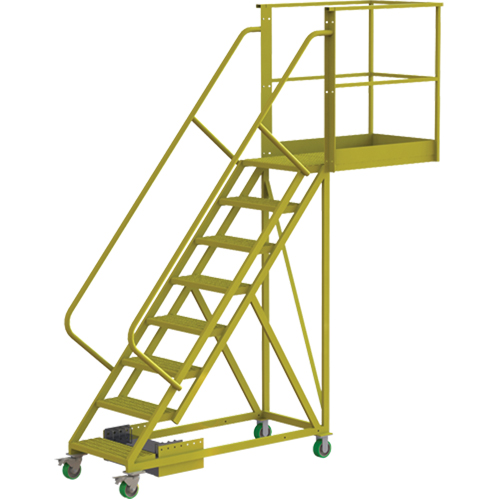 Cantilever Rolling Ladder, Unsupported, 8 Steps, 40" Platform Depth, 80" Platform Height Action Paper