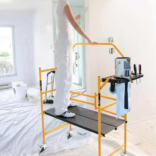 Jobsite Series 4' Safety Rail & Tool Shelf Scaffold Kit, Steel Frame, 49-1/2" D x 57-3/4" H Action Paper