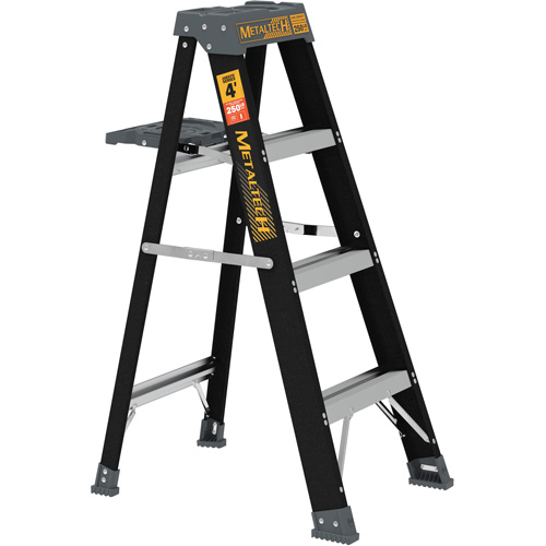 Step Ladder with Paint Tray, 4', Fibreglass, 250 lbs. Capacity, Type 1 Action Paper