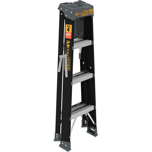 Step Ladder with Paint Tray, 4', Fibreglass, 250 lbs. Capacity, Type 1 Action Paper