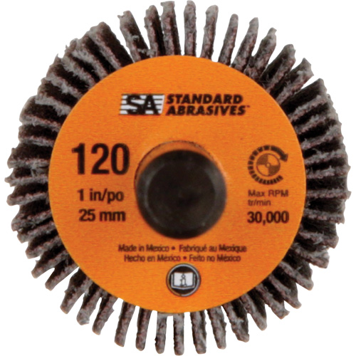 Standard Abrasives Flap Wheel, Aluminum Oxide, 120 Grit, 1" x 1" x 1/4" Action Paper