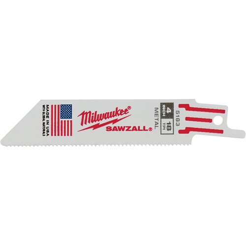 Lame de scie alternative Sawzall, Bim&eacute;tal, 18 Dents par pouce, 4" lo x 3/4" la Action Paper
