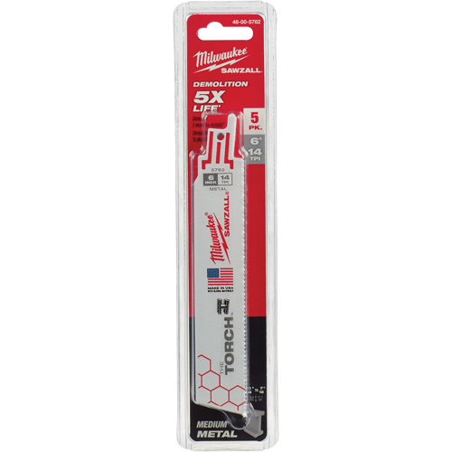 The Torch Sawzall&reg; Blade, Bi-Metal, 14 TPI, 6" L x 1" W Action Paper