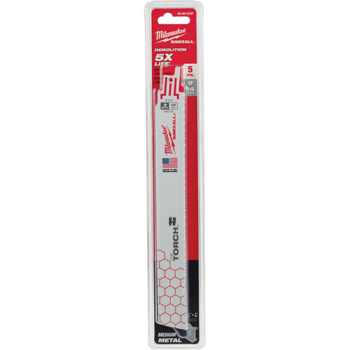 Lames The Torch Sawzall, Bim&eacute;tal, 14 Dents par pouce, 9" lo x 1" la Action Paper