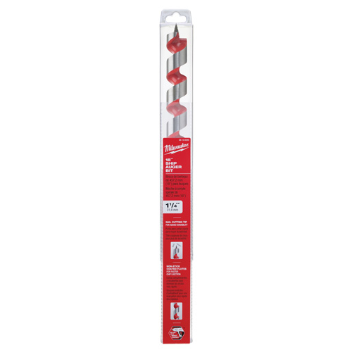 Ship Auger Drill Bit, 1-1/4" Diameter, 15" Flute, 7/16" Hex Shank Action Paper