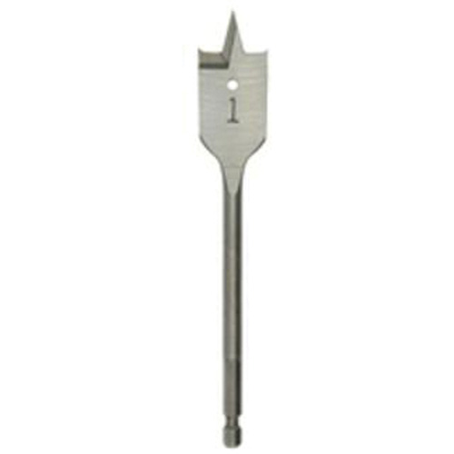 Flat Boring Bit, 1-1/8" Diameter, 1/4" Hex Shank, 6" Length Action Paper