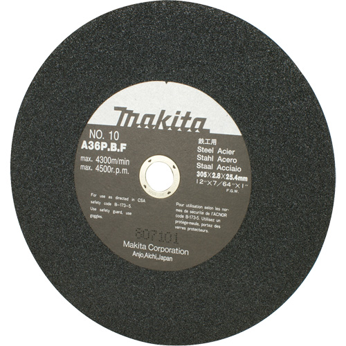 Abrasive Wheel for Cut Off Saws & Angle Cutters, 12" x 7/64", 1" Arbor, 4500 RPM Action Paper