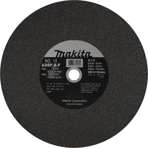 Metal Cutting Wheels, 14" x 1/8", 1" Arbor, Aluminum Oxide, 3900 RPM Action Paper