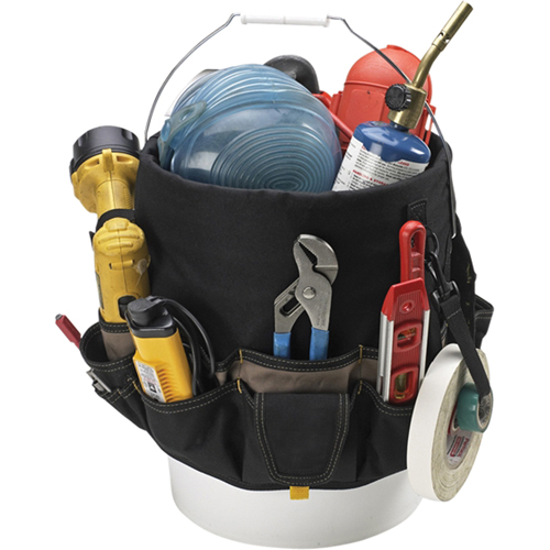 48-Pocket Bucket Buddy, 6" L x 11" W x 12" H, Polyester, Black Action Paper