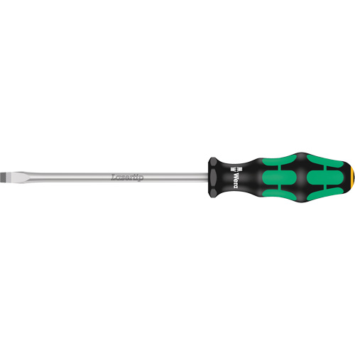 Tapered Slotted Screwdriver, 7 mm, 10-1/16" L, Plastic Handle Action Paper