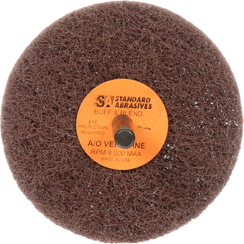 Meule Buff & Blend Standard Abrasives, 3" dia. x 1" la, Arbre 1/4", Oxyde d'aluminium Action Paper