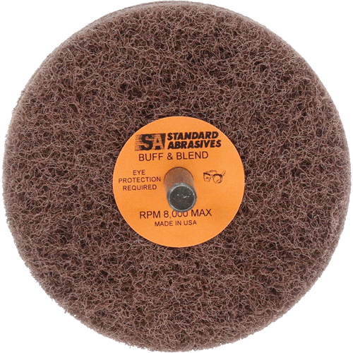 Standard Abrasives Buff & Blend Wheel, 3" Dia. x 2" W, 1/4" Arbor, Aluminum Oxide Action Paper