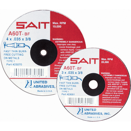 Cut-Off Wheel, 7" x 0.045", 7/8" Arbor, Type 27, Aluminum Oxide/Ceramic, 8500 RPM Action Paper
