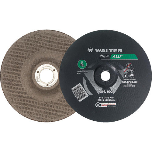 Aluminium Depressed Centre Grinding Wheels, 9" x 1/4", 7/8" Arbor, Type 27 Action Paper