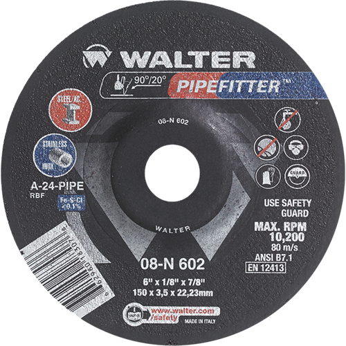 PIPEFITTER Grinding Wheel, 7" x 1/8", 7/8" Arbor, Type 27 Action Paper