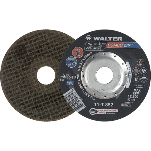 Right Angle Grinder Reinforced Cut-Off Wheels - Combo Zip, 5" x 5/64", 7/8" Arbor, Type 27 Action Paper