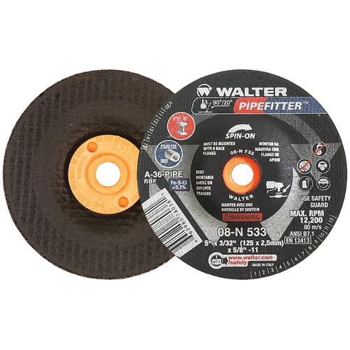 Meule PIPEFITTER, 5" x 3/32", Arbre 5/8"-11, Oxyde d'aluminium, Type 27 Action Paper