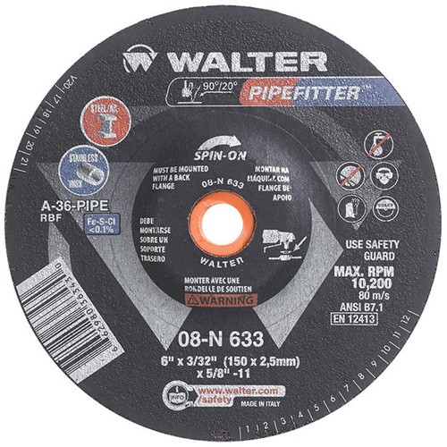 Meule PIPEFITTER, 6" x 3/32", Oxyde d'aluminium, Type 27 Action Paper