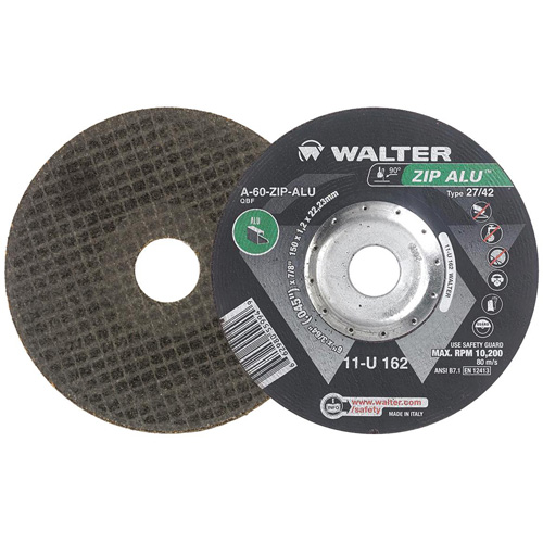 Meule &agrave; tronçonner Zip Alu, 6" x 3/64", Arbre de 7/8", Type 27, Oxyde d'aluminium, 10 200 Tr/min Action Paper