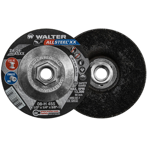 HP XX Grinding Wheel, 4-1/2" x 1/4", 5/8"-11 Arbor, Aluminum Oxide, Type 27 Action Paper