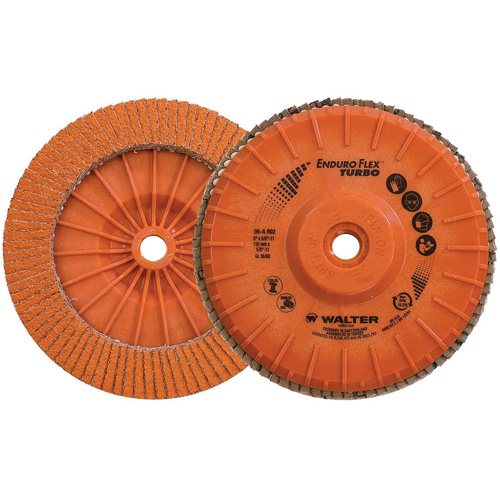 Enduro-Flex Turbo Flap Disc, 6" x 5/8"-11, Type 27S, 36/60 Grit, Ceramic Action Paper