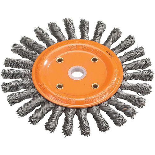 Knot-Twisted Wire Bench Wheel, 6" Dia., 0.0118" Fill, 5/8" Arbor, Steel Action Paper