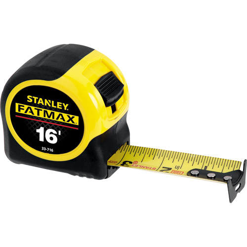 FatMax&reg; Measuring Tape, 1-1/4" x 16', 16ths of an Inch Graduations Action Paper