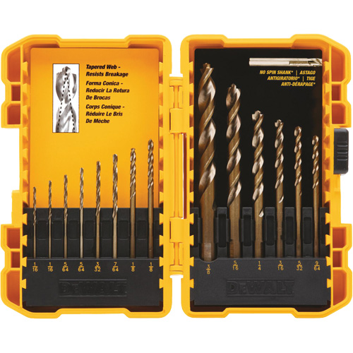 Pilot Point&reg; Drill Bit Set, 14 Pieces, High Speed Steel Action Paper