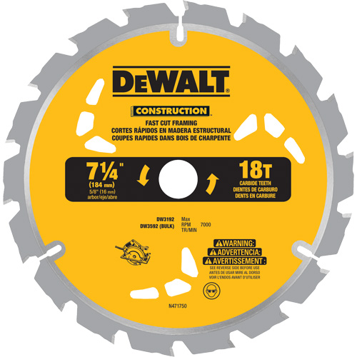 Fast Cut Framing Carbide-Tipped Saw Blade, 7-1/4", 18 Teeth, Wood Use Action Paper