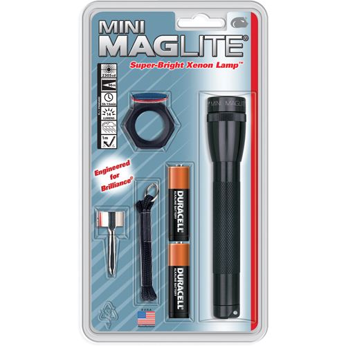 Mini&reg; Flashlights, Incandescent, 14 Lumens, AA Batteries Action Paper