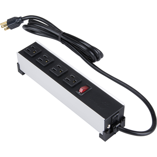 Indoor Brushed Aluminum Power Bar, 4 Outlet(s), 6' Action Paper