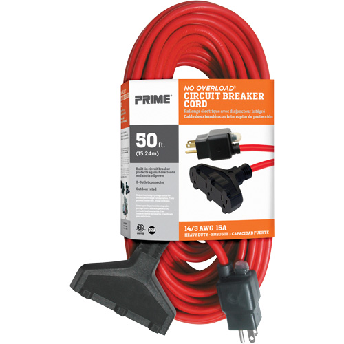 Cordon rallonge en vinyle, Ext&eacute;rieur, SJTW, AWG 14/3, 15 A, 3 prise(s), 50' Action Paper