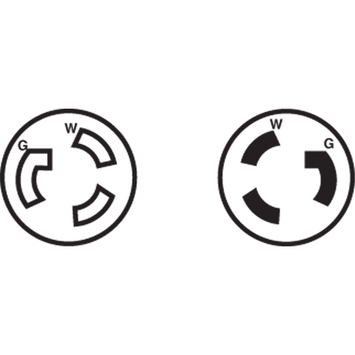 2-Pole 3-Wire Grounding Locking Plug, Nylon, 15 Amps, 250 V, L6-15P Action Paper