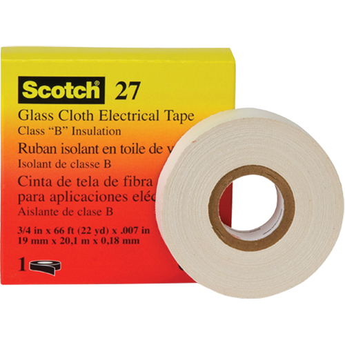 Scotch&reg; 27 Glass Cloth Electrical Tape, 19 mm (3/4") W x 20 m (66') L Action Paper