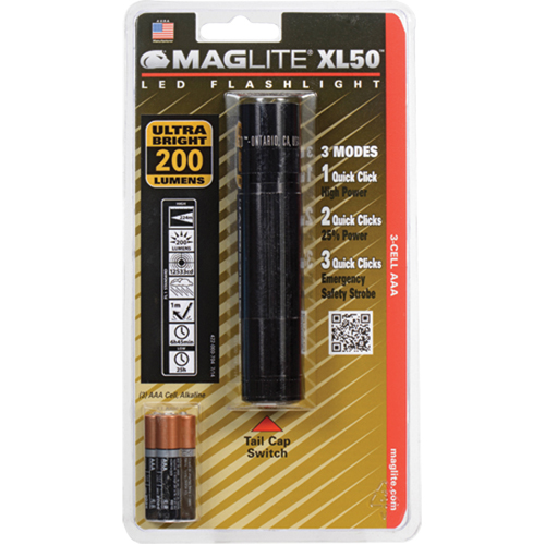 Lampes de poche XL50, DEL, 200 lumens, Piles AAA Action Paper