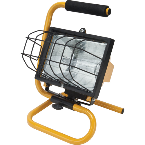 Portable Work Light, Halogen, 500 W, 8000 Lumens, Steel Housing Action Paper