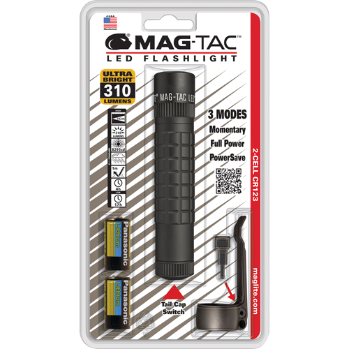 Lampes de poche tactiques Mag-Tac, DEL, 310 lumens, Piles CR123 Action Paper