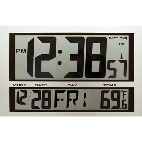 Horloge g&eacute;ante, Num&eacute;rique, &agrave; piles, 16,5" la x 1,7" p x 11" h, Argent Action Paper