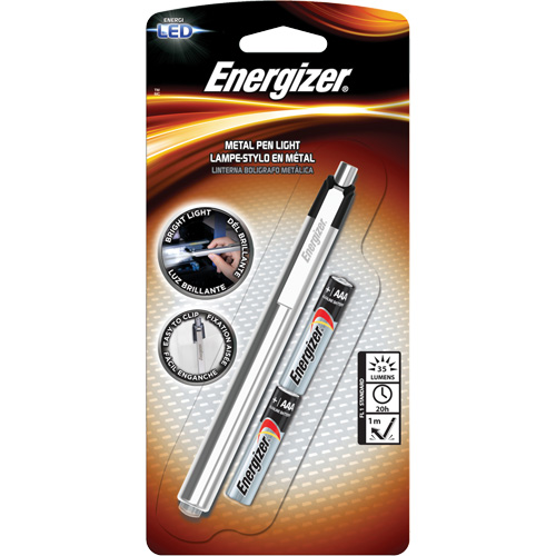Lampe stylo, DEL, 35 lumens, Corps en Aluminium, piles AAA, Compris Action Paper