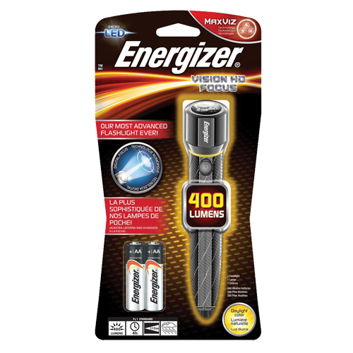 Vision HD Flashlight, LED, 400 Lumens, AA Batteries Action Paper