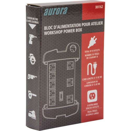 Workshop Surge Protector Power Strip, 8 Outlets, 1350 J, 1875 W, 6' Cord Action Paper