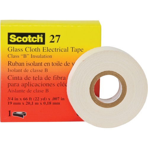 Scotch&reg; 27 Glass Cloth Electrical Tape, 12 mm (1/2") W x 20 m (66') L Action Paper