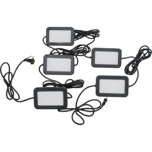 LED String Work Lights, 5 Lights, 50' L, Plastic Housing Action Paper