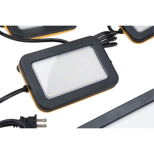 LED String Work Lights, 5 Lights, 50' L, Plastic Housing Action Paper