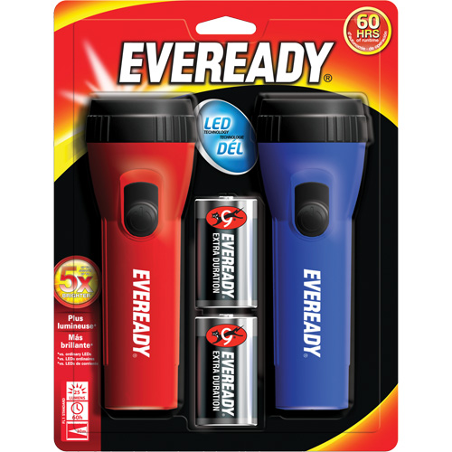 Eveready&reg; General Purpose Flashlight Kit, LED, 25 Lumens, D Batteries Action Paper