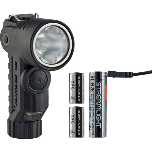 Vantage&reg; 180 X Multi-Fuel Helmet/Right Angle Flashlight, LED, Rechargeable/CR123A Batteries, Nylon Polymer Action Paper